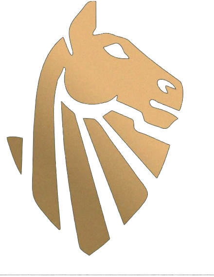 Logo da Cavalini Barber: cabeça de cavalo dourada